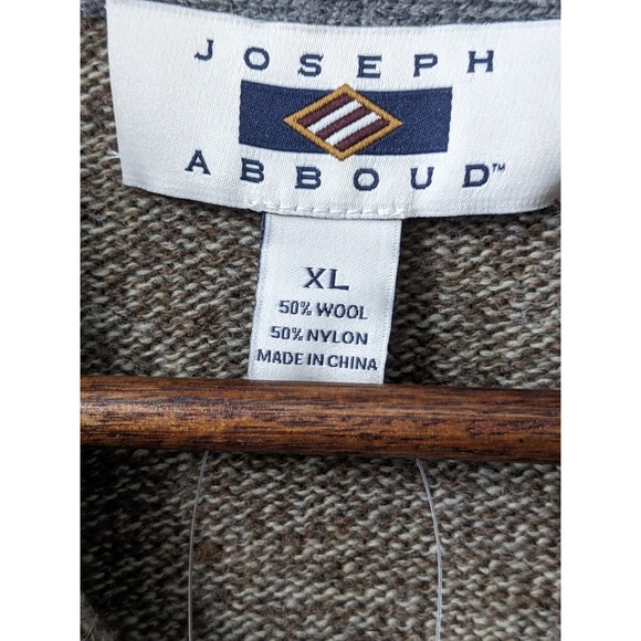 Men's Shawl-Collar Sweater New! Joseph Abboud Beige Wool XL Timeless & Handsome - Picture 6 of 8